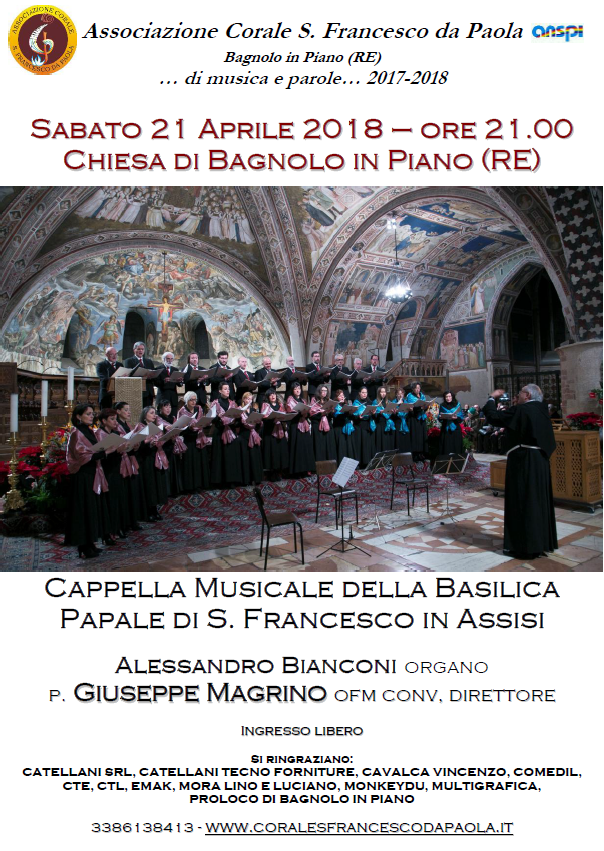 Locandina Cappella Assisi 21.0.2018